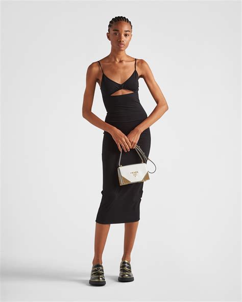 prada jersey dress|prada nylon wrap dress.